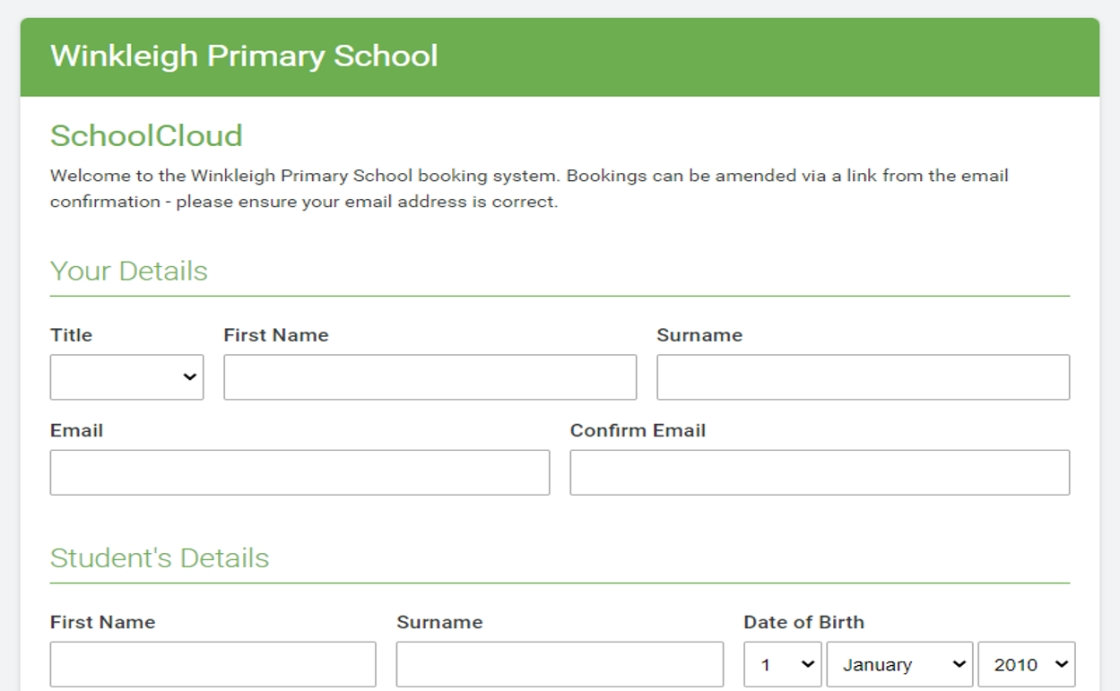 Parents Evening Booking System